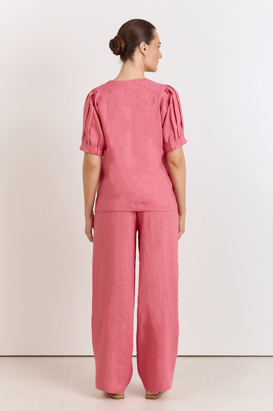Harrie Pleated Linen Top - Watermelon