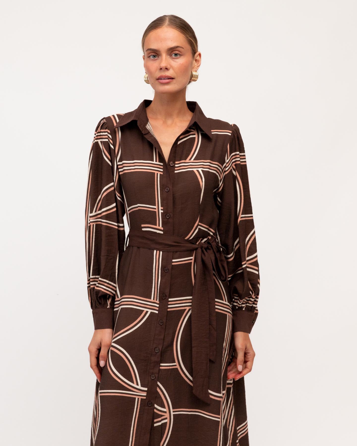 Monaco Deco Dress - Chocolate