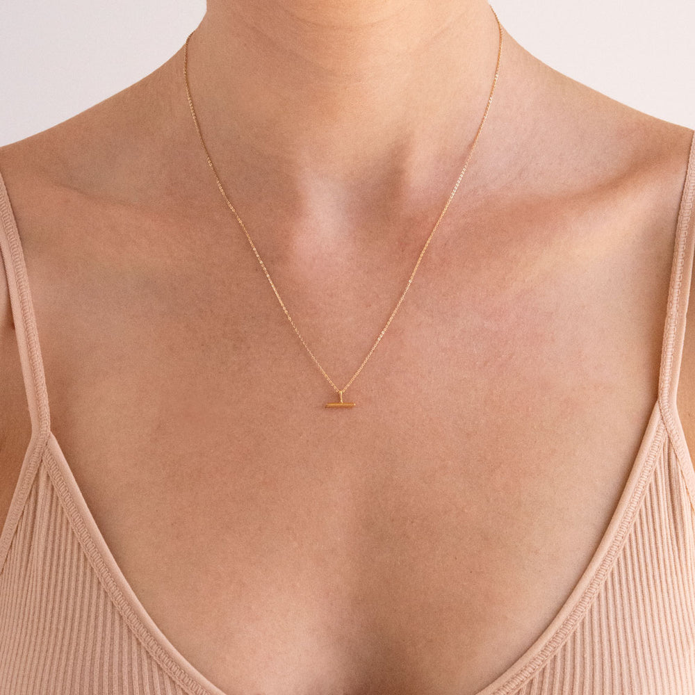 Mini T-Bar Necklace - Gold