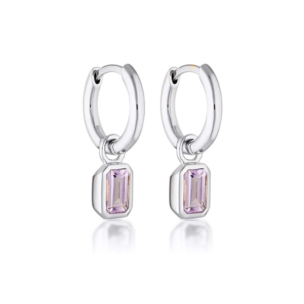 Gemme Huggie Earrings - Silver Amethyst