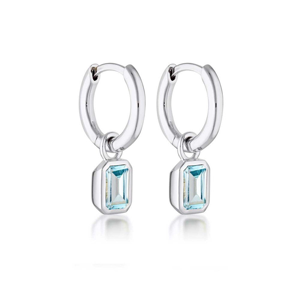 Gemme Huggie Earrings - Silver Blue Topaz