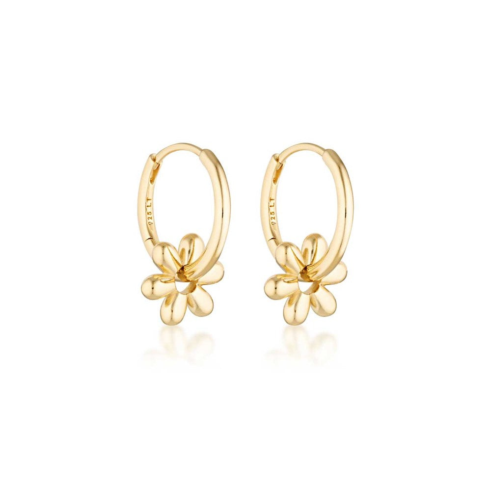 Daisy Huggie Hoop Earrings - Gold