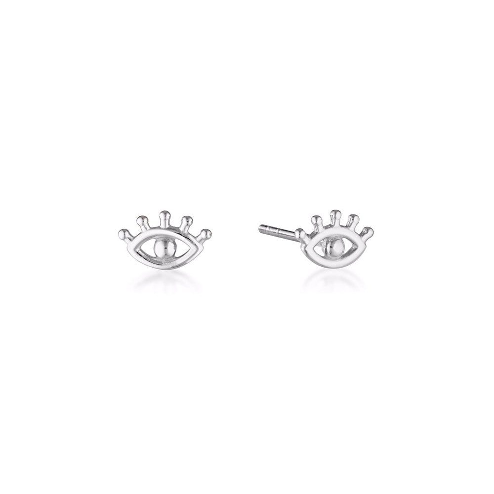Evil Eye Stud Earrings - Silver