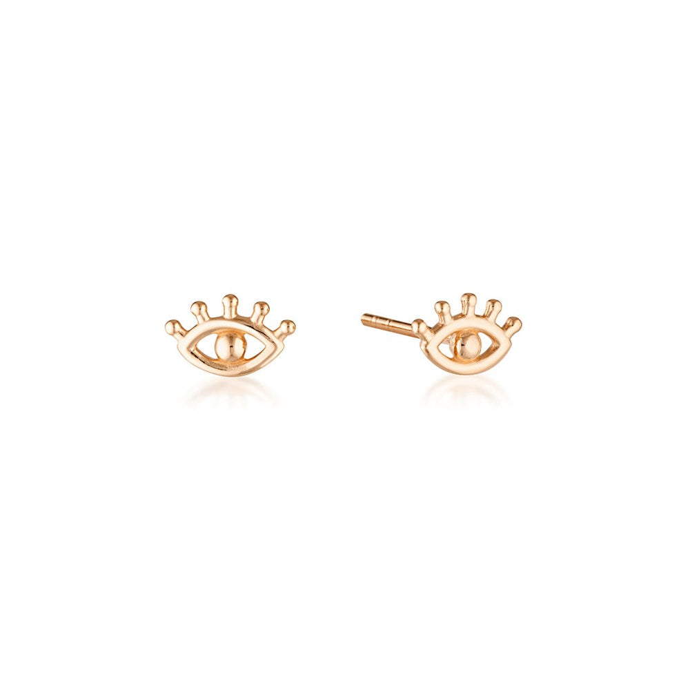 Evil Eye Stud Earrings - Rose Gold