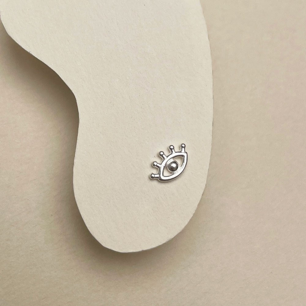Evil Eye Stud Earrings - Silver