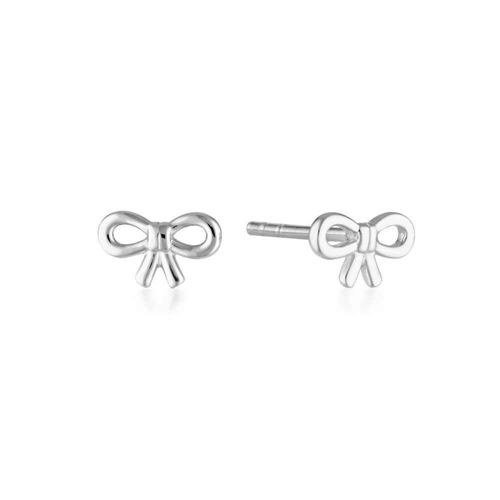 Bow Stud Earrings - Silver