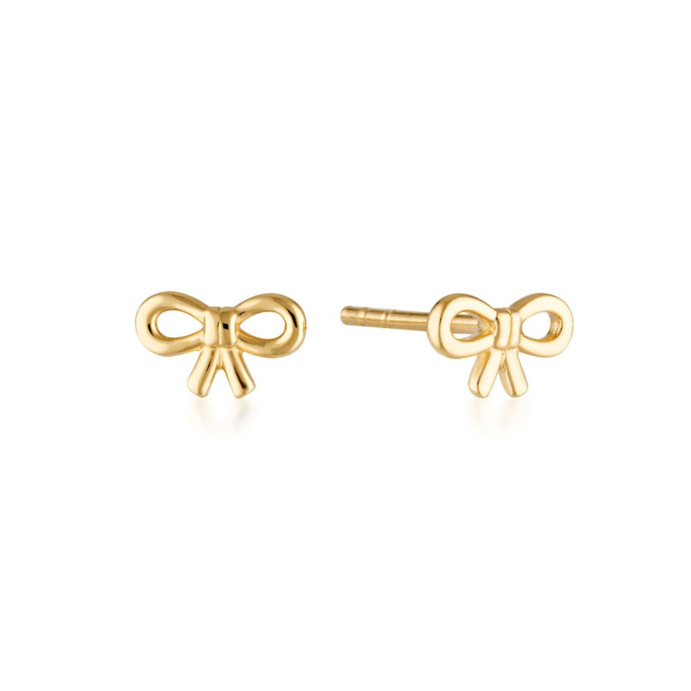 Bow Stud Earrings - Gold