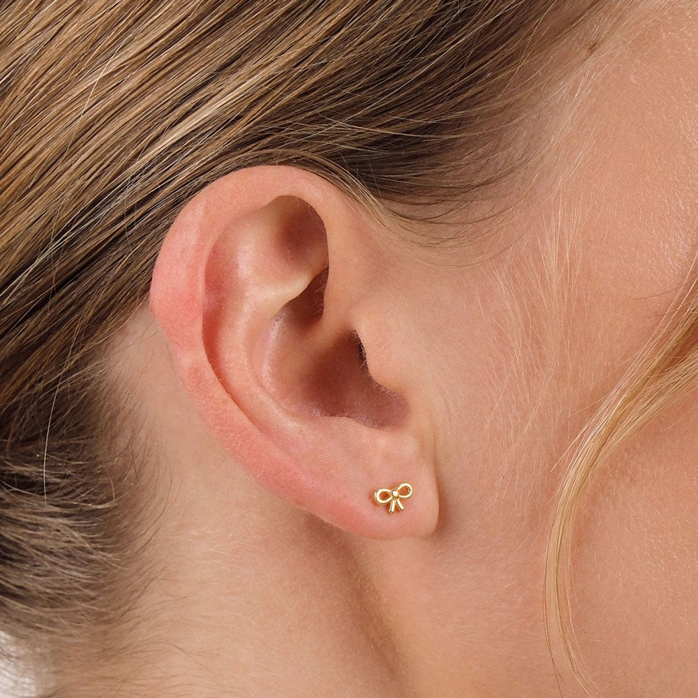 Bow Stud Earrings - Gold