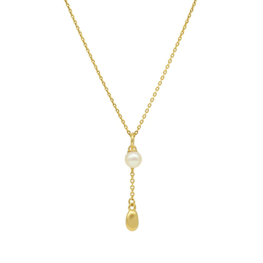 Lou Pearl Charm Necklace - Gold