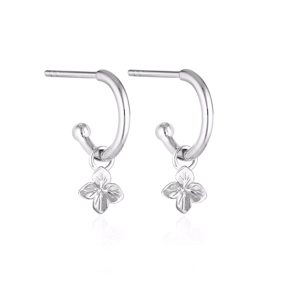 Hydrangea Charm Earrings - Silver