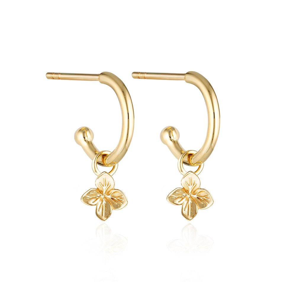 Hydrangea Charm Earrings - Gold