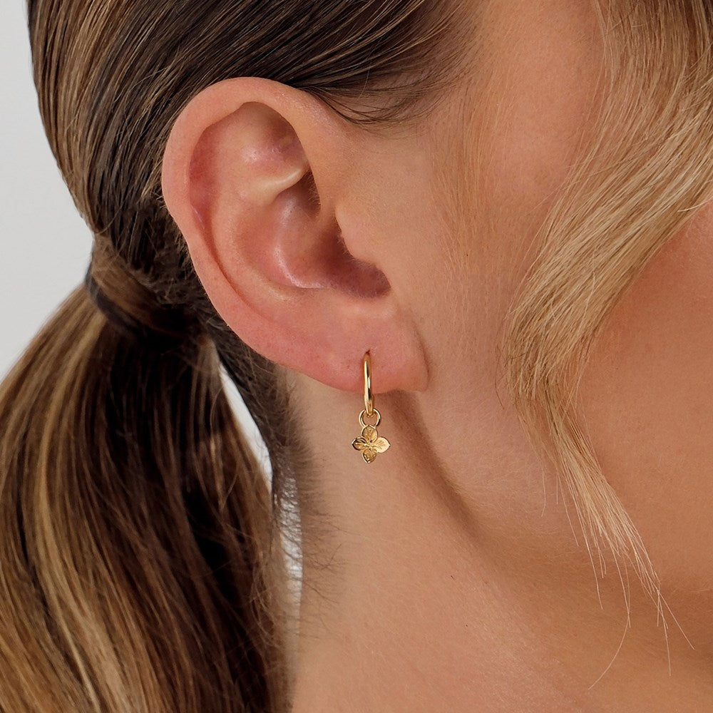 Hydrangea Charm Earrings - Gold