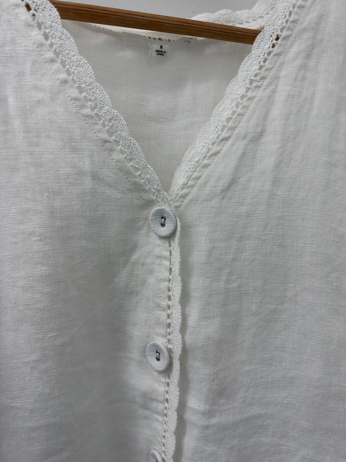 Little Lies Dominique Linen Top in White, view 4