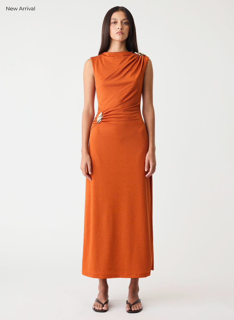 Esmaee Sculpted Dress - Amber, front view