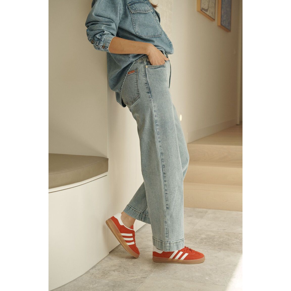 Wide Leg Jean in Organic Cotton - Vintage Blue