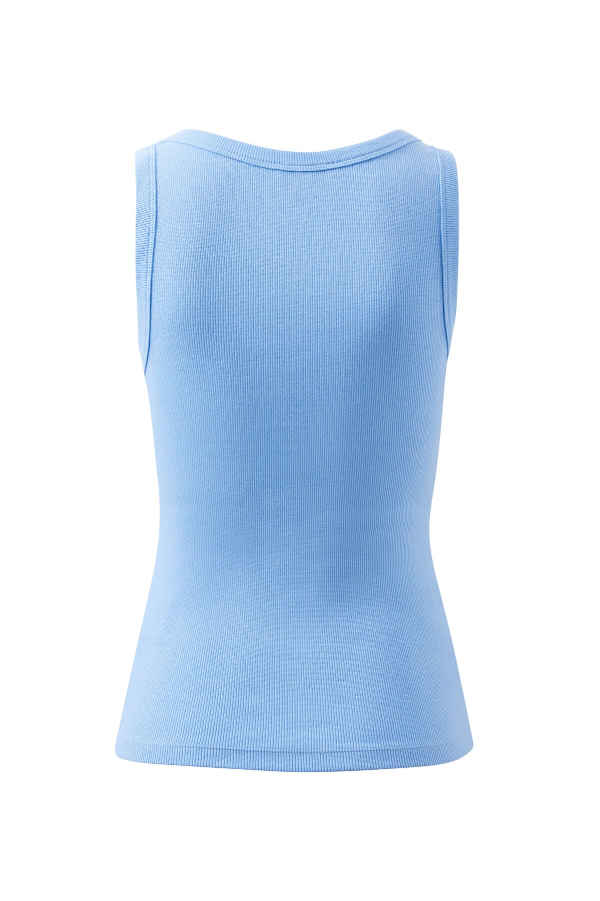 Zoe Contour Rib Scoop Tank - Powder Blue / Monogram Embroidery