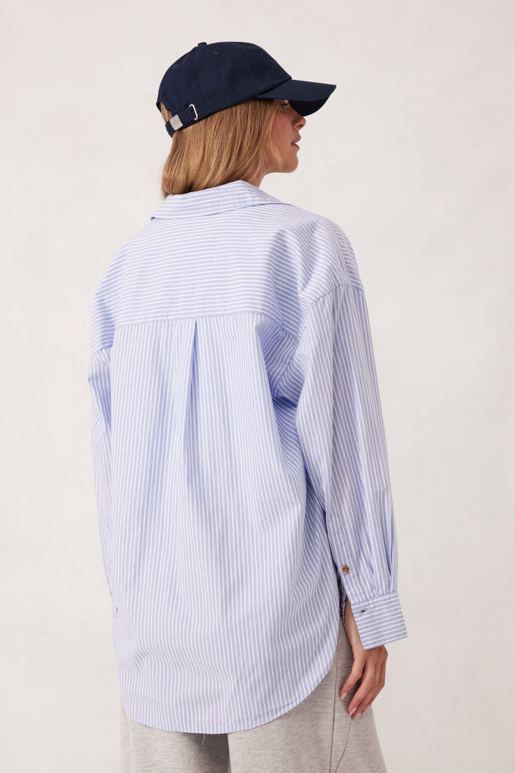 Oversized Shirt - White Heritage Blue Stripe