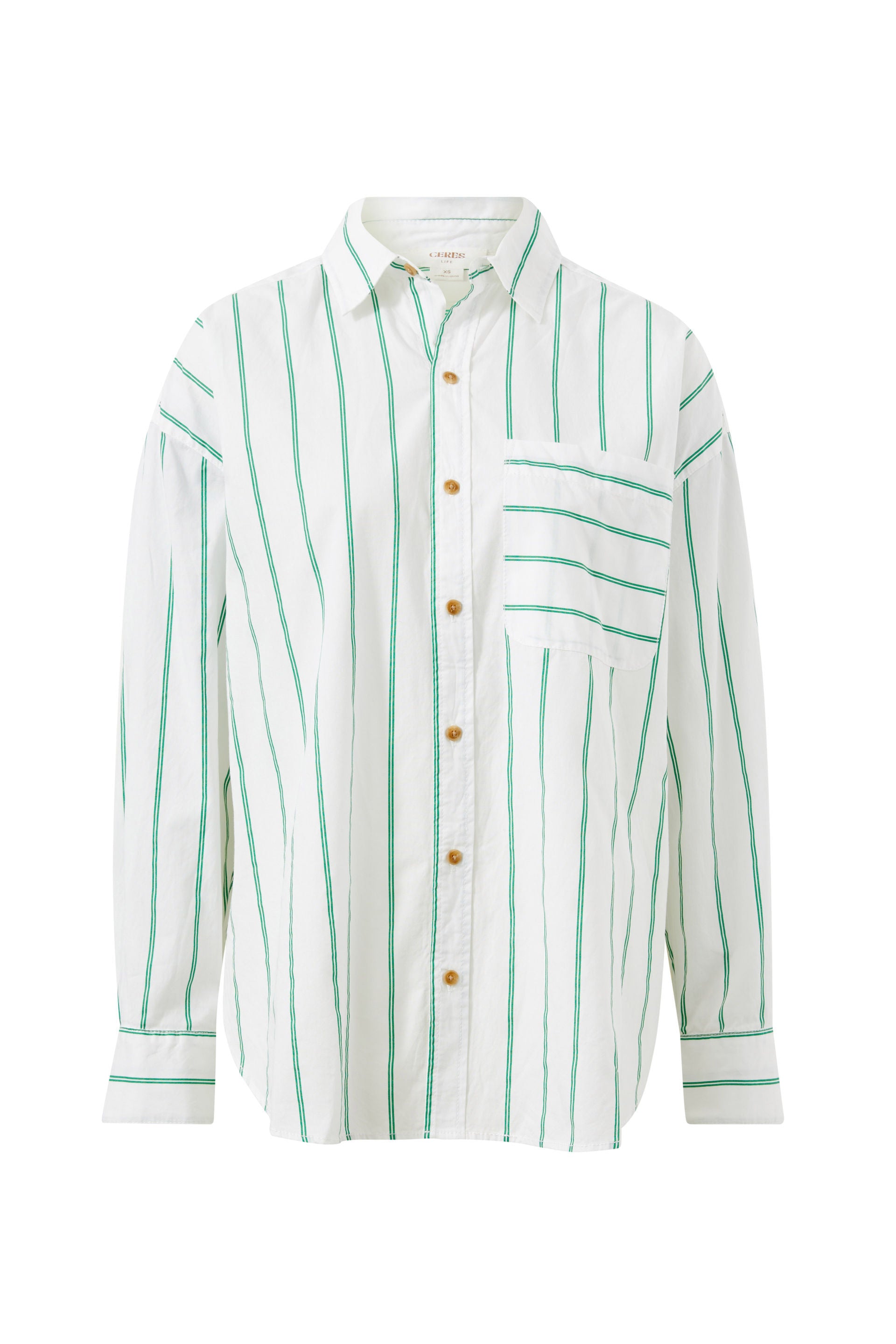 Oversized Shirt - Grass Fine Twin Stripe