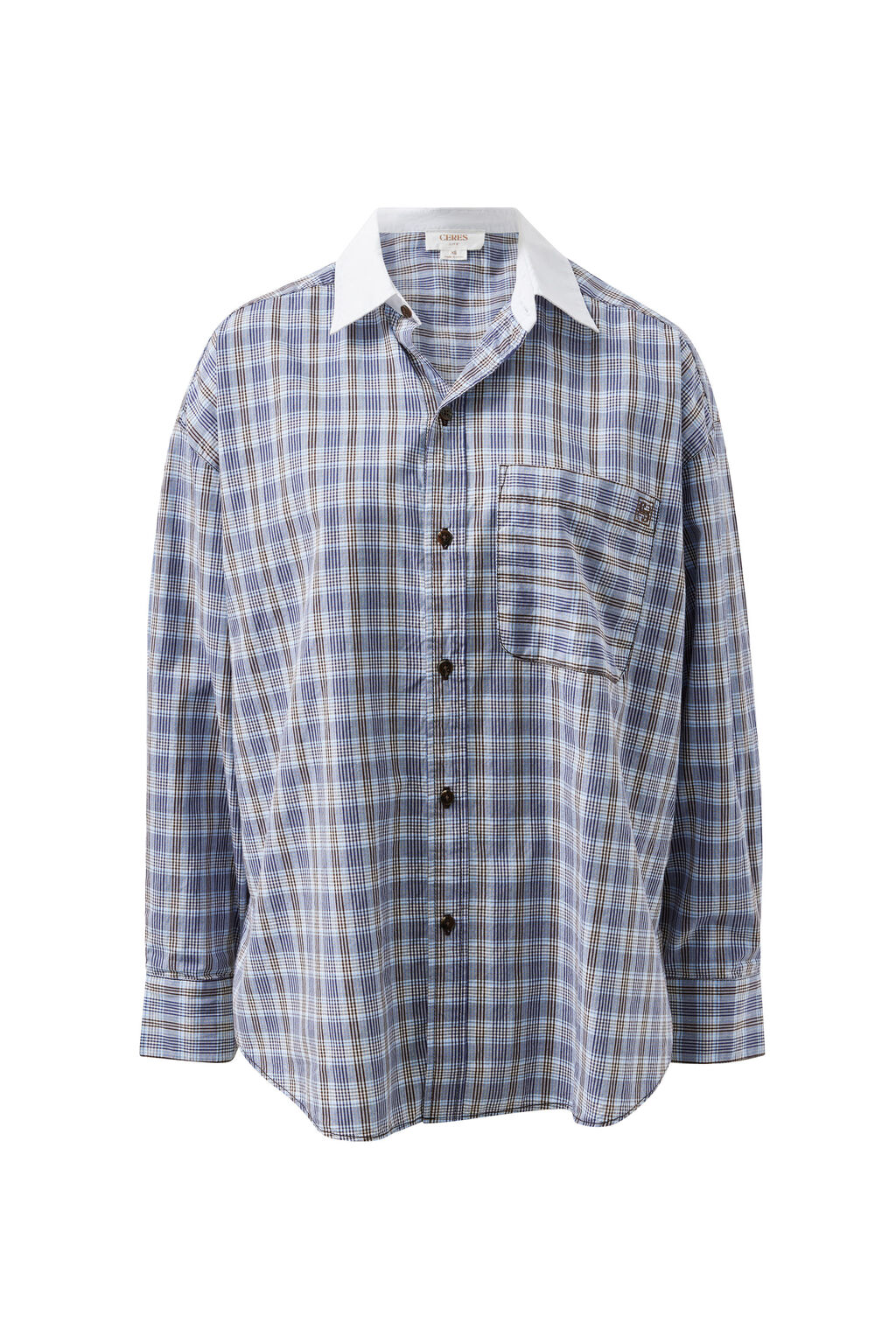 Peta Oversized Shirt - Blue chocolate check