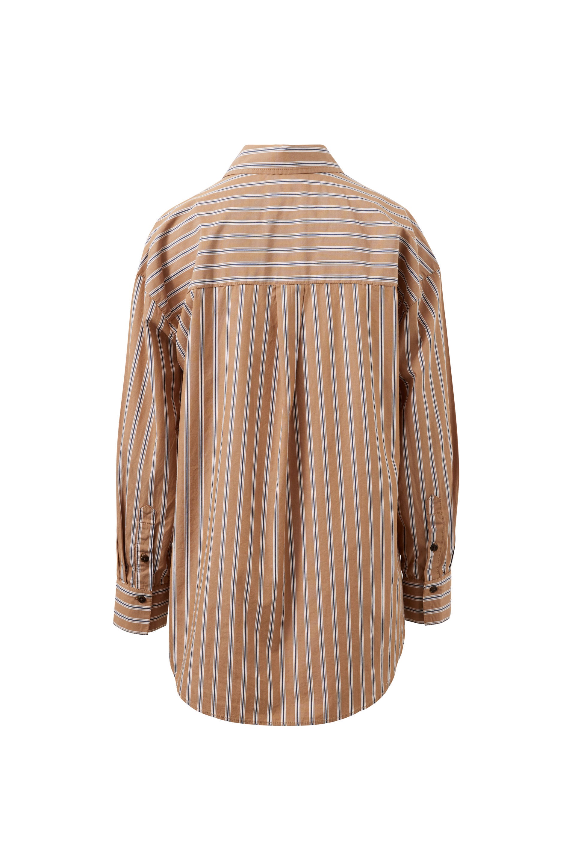 Ceres Life Peta Oversized Shirt in Biscuit Stripe, chest pocket and cuff detail