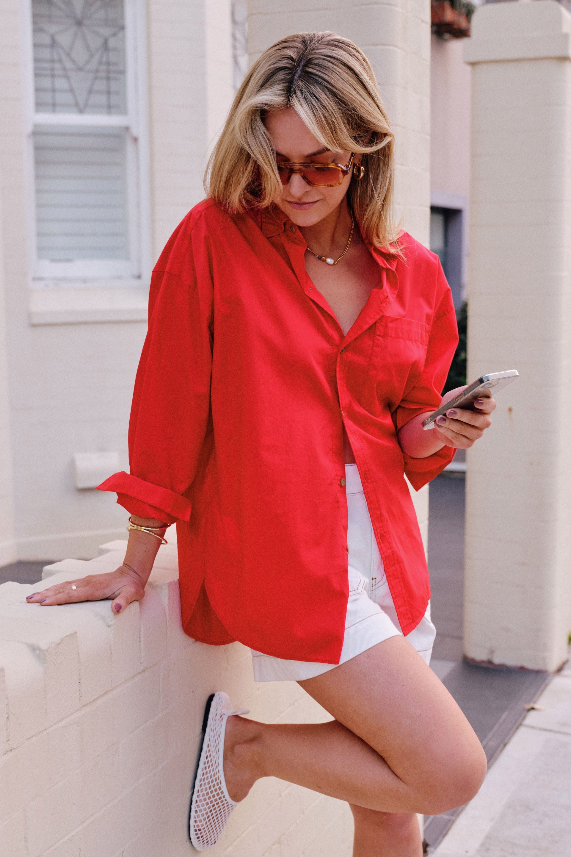 Peta Oversized Shirt - Heritage Red