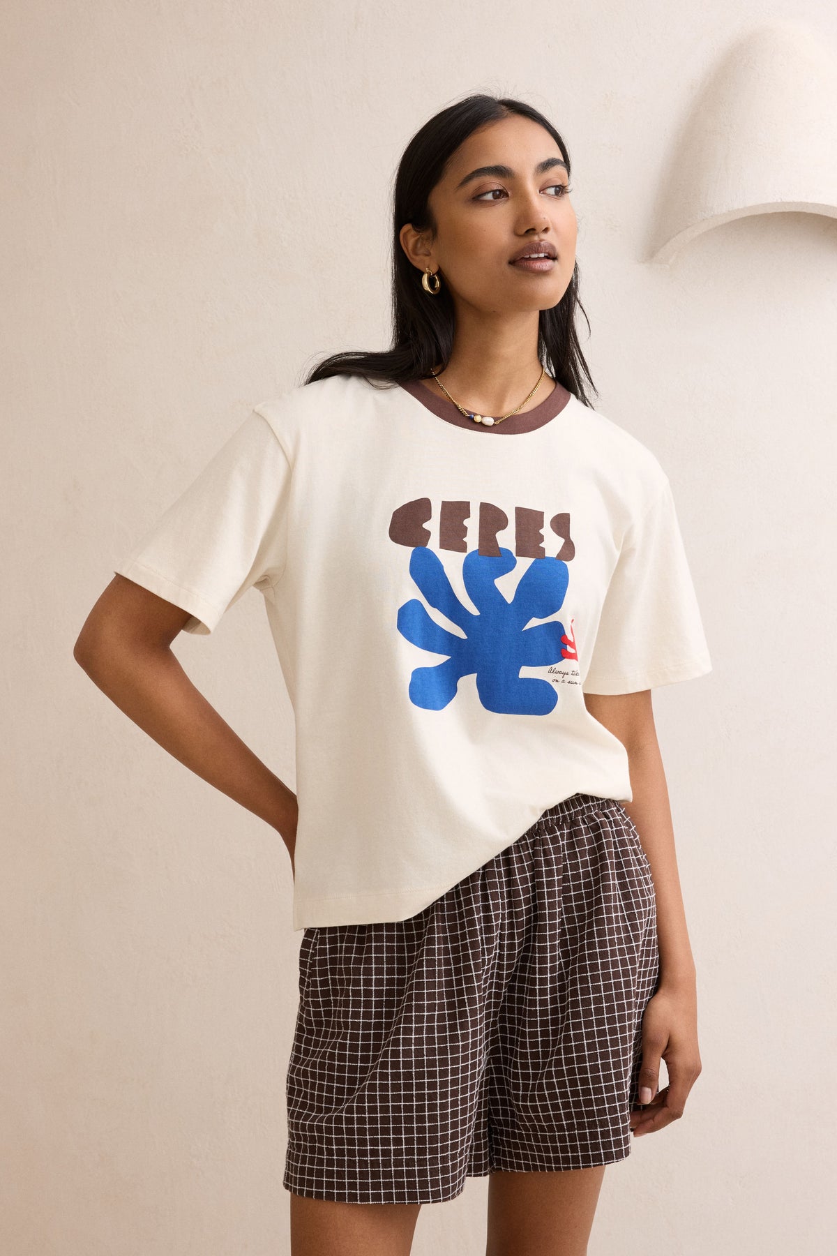 Stevie Slouchy Tee - Buff/Ceres Sunny Afternoon