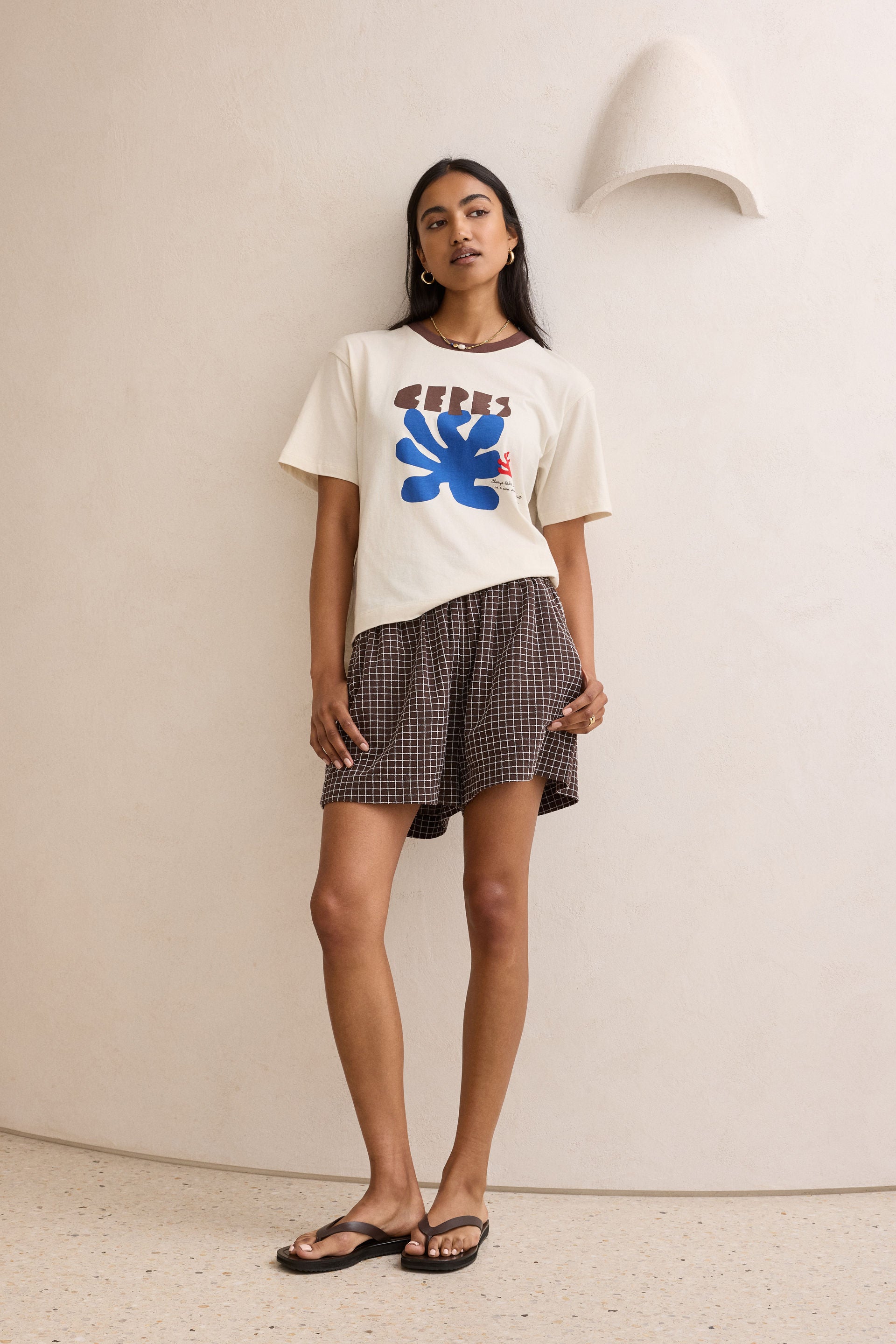 Stevie Slouchy Tee - Buff/Ceres Sunny Afternoon