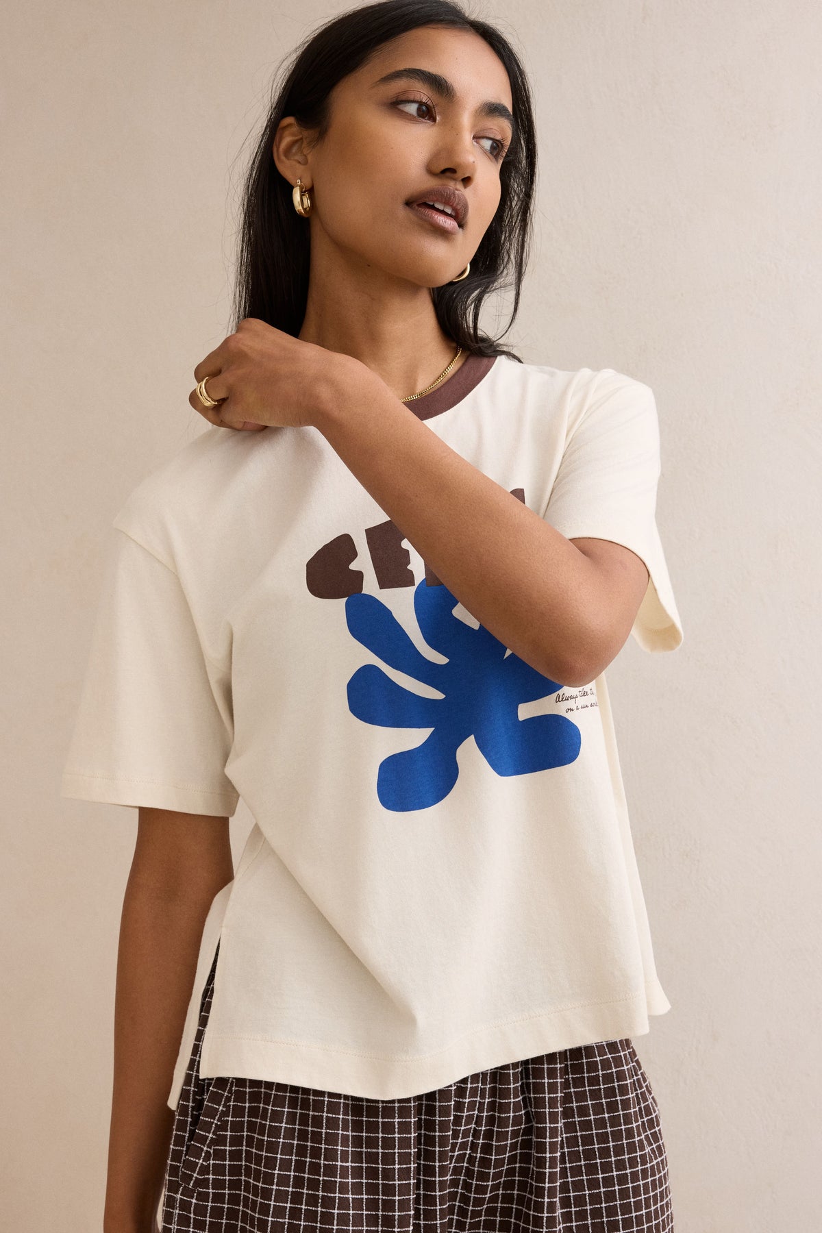 Stevie Slouchy Tee - Buff/Ceres Sunny Afternoon