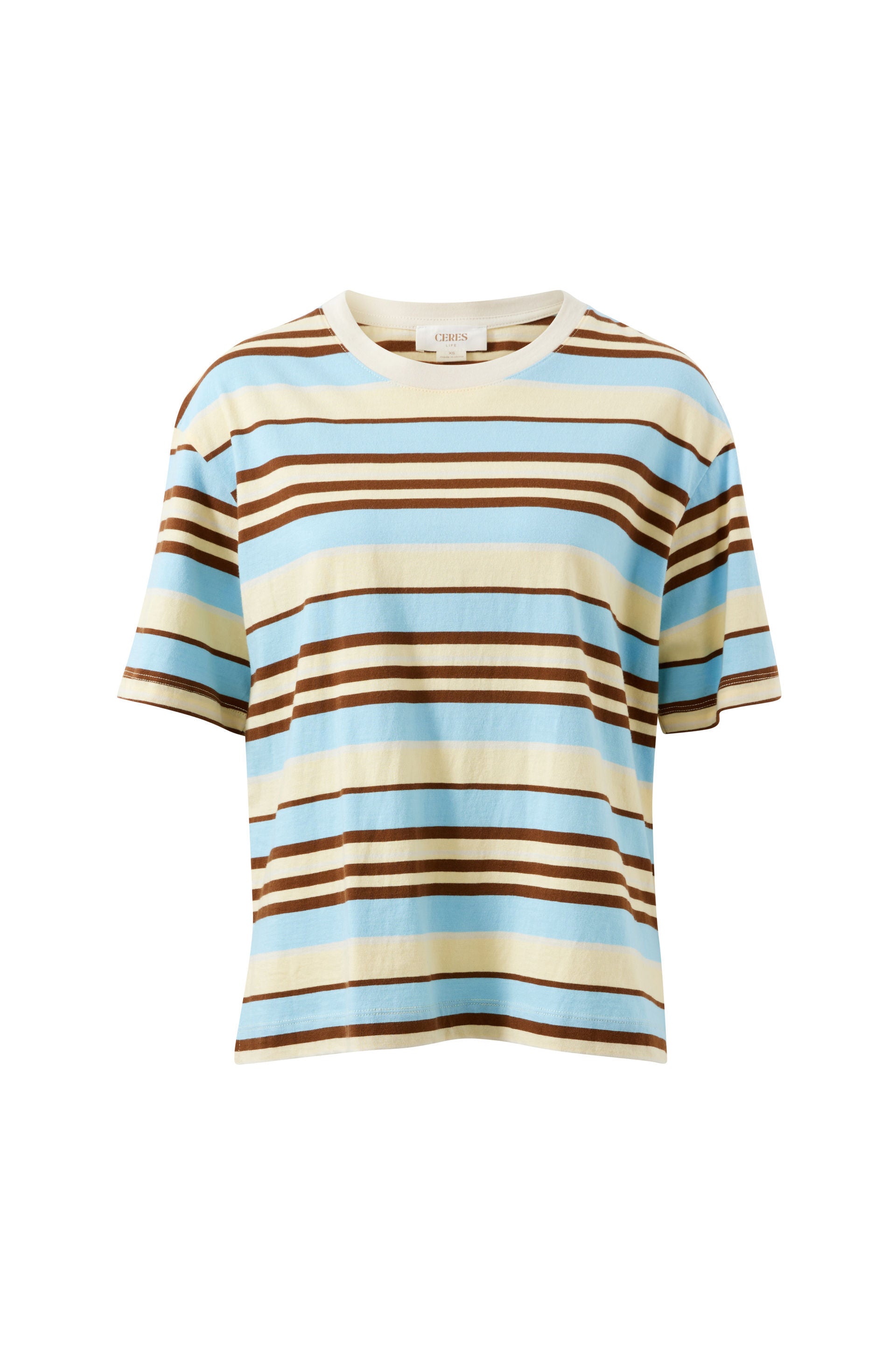 Stevie Slouchy Tee - Butter/Toffee/Fresh Blue Stripe