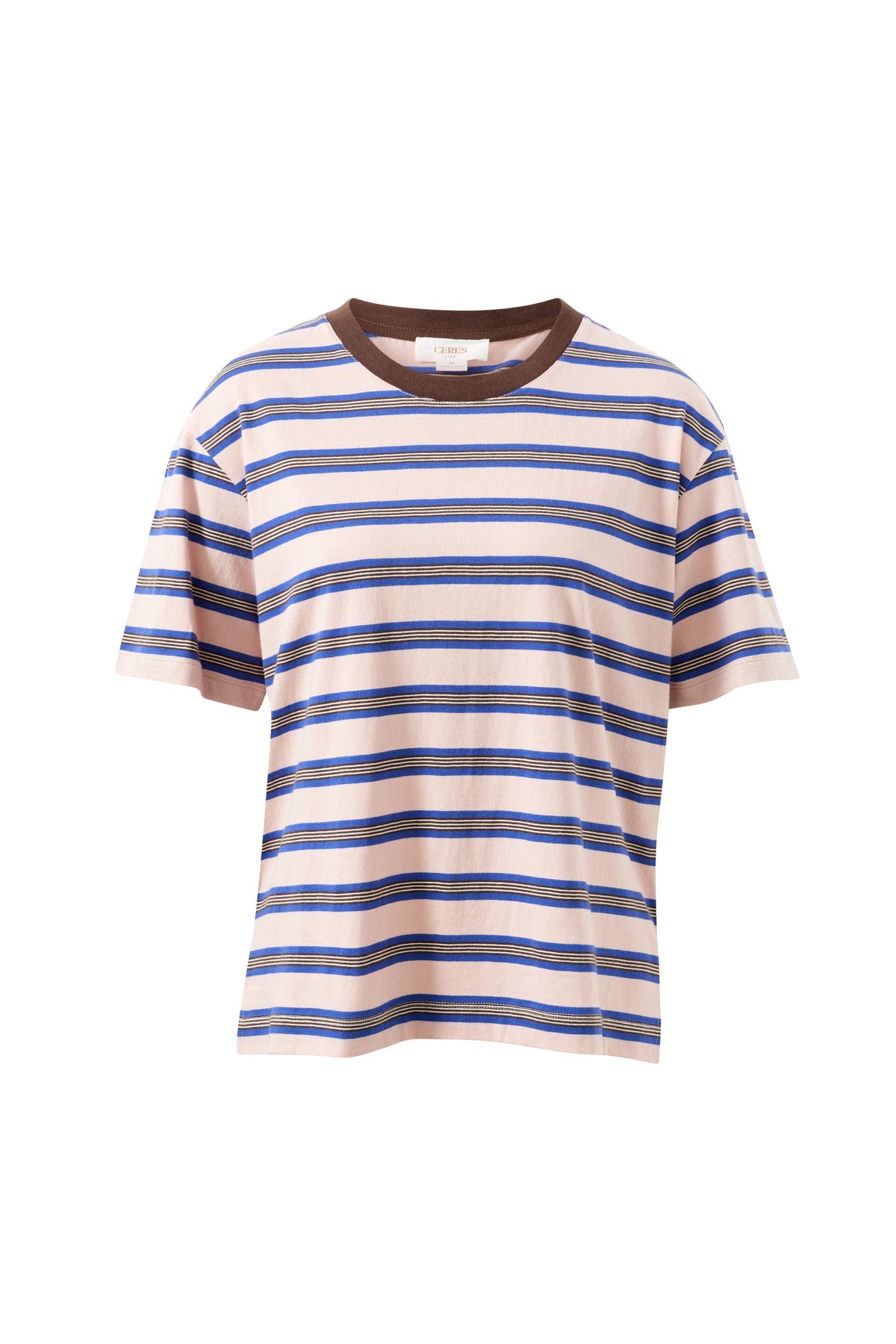 Stevie Slouchy Tee - Chalk Pink/Polo Blue/Choc Stripe