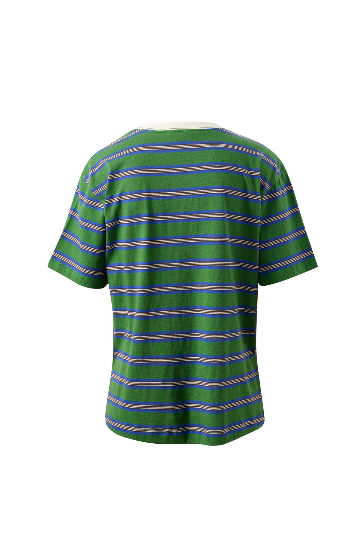 Stevie Slouchy Tee - Basil/Blue Stripe