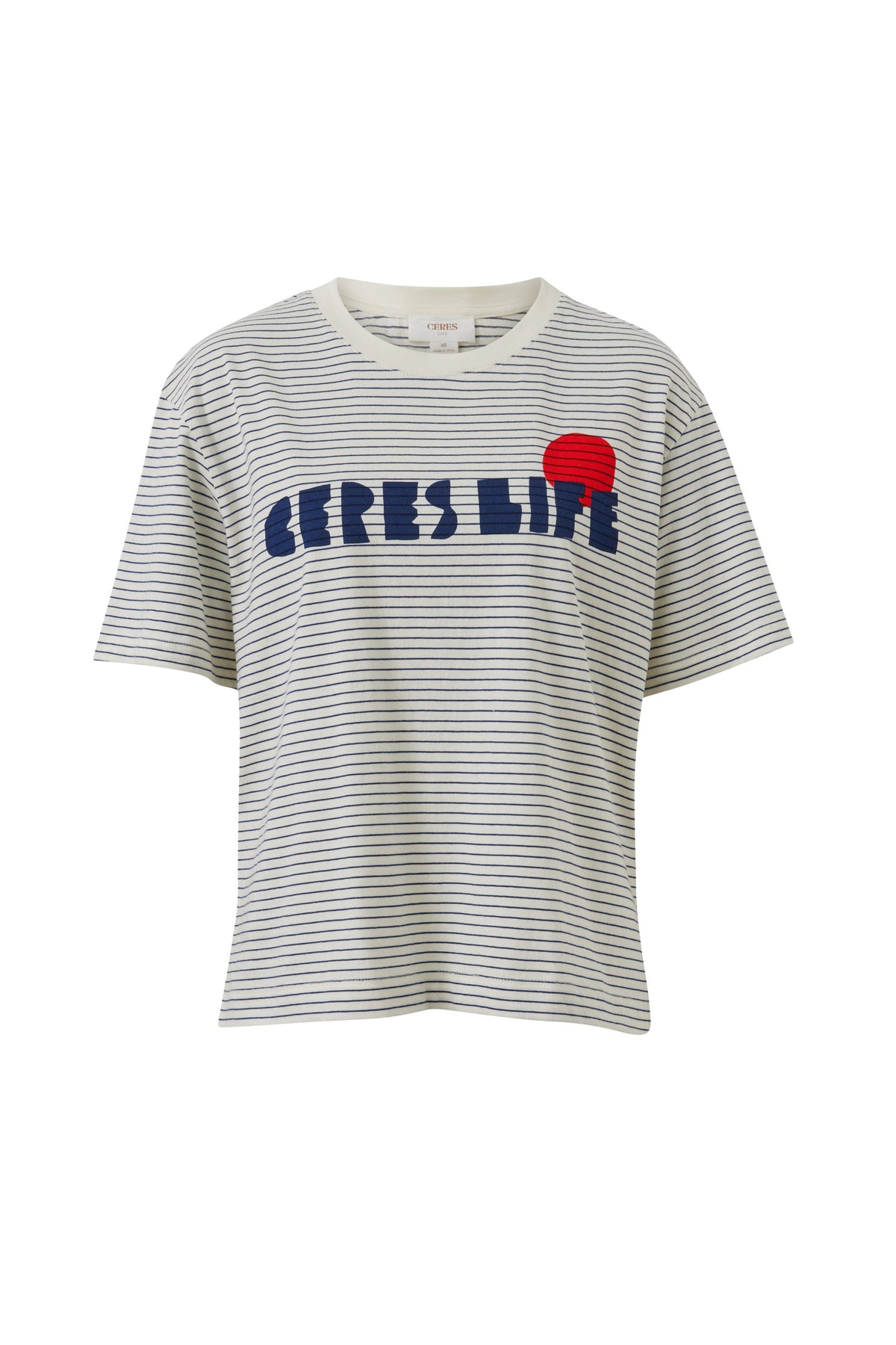 Ceres Life Stevie Slouchy Tee - Milk/Prussian Stripe/Ceres Desert Sun