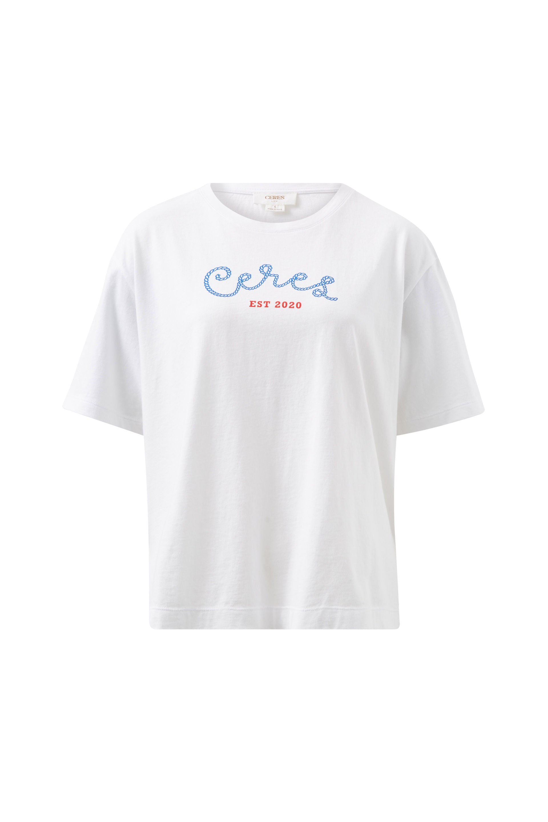 Slouchy Split Hem Tee - White/ceres rope