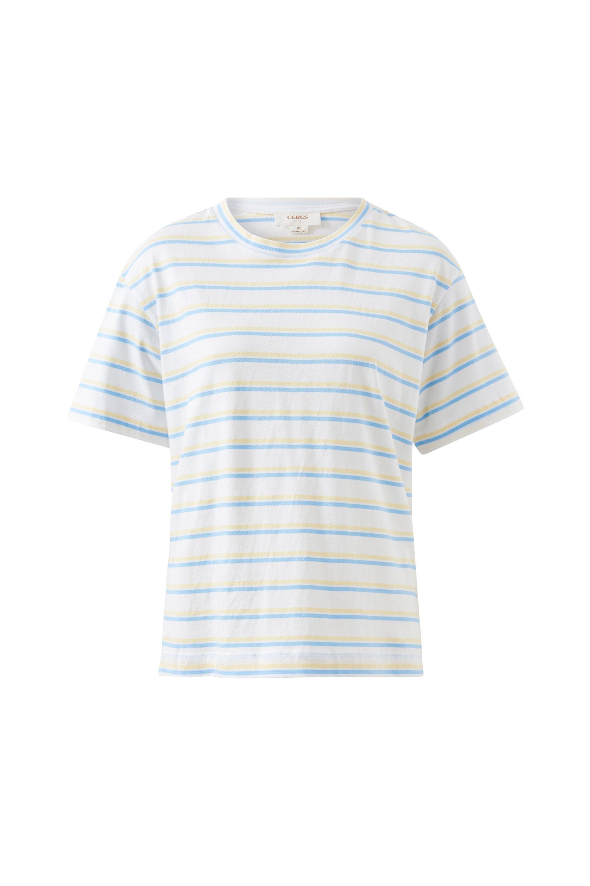 Stevie Slouchy Tee -  Powder blue/sunny yellow stripe