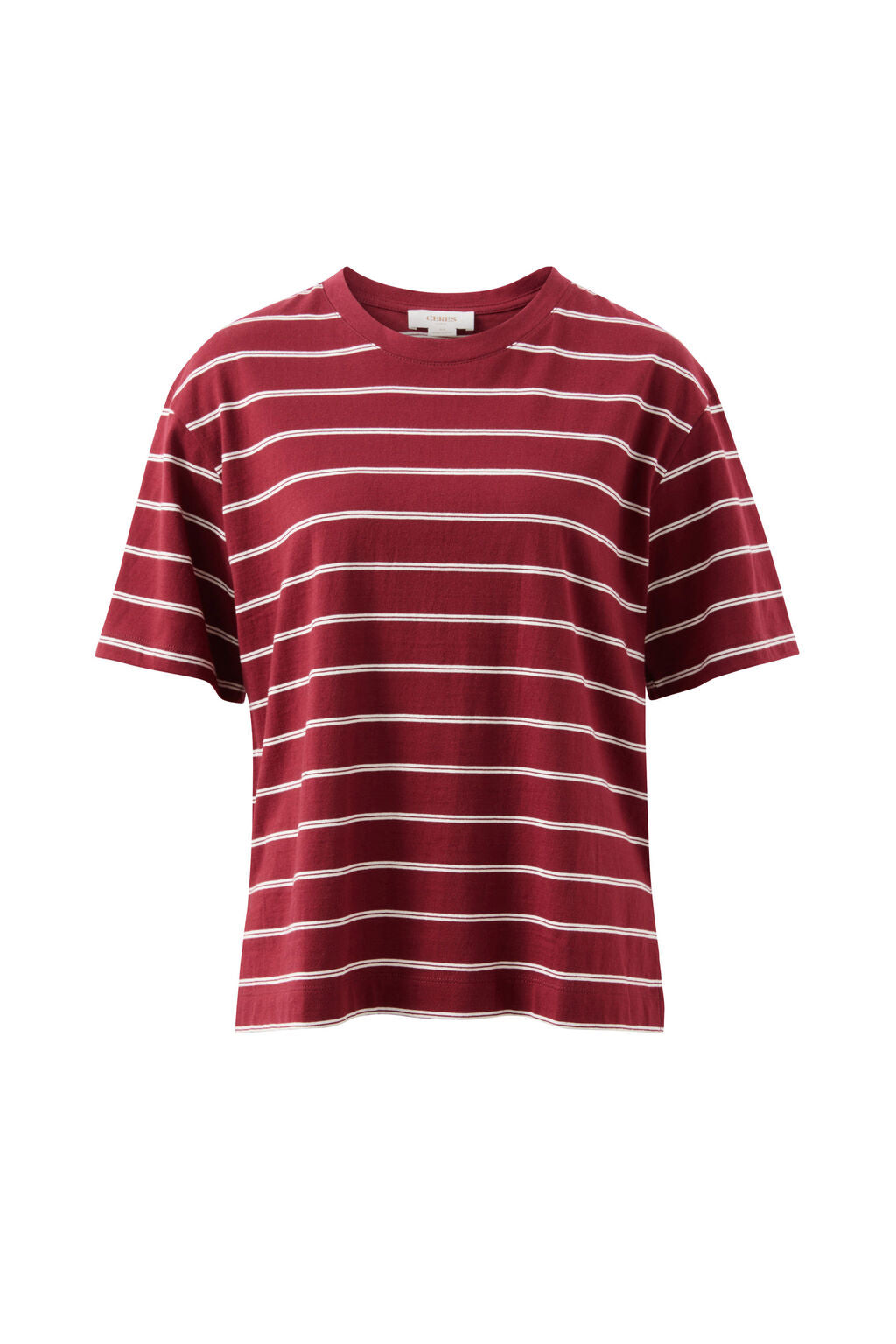 Stevie Slouchy Tee - Burgundy / Milk Stripe
