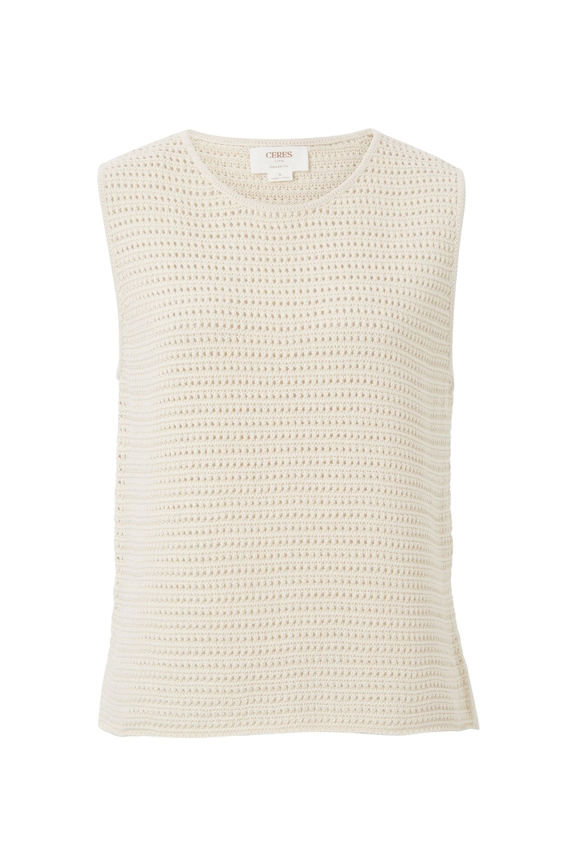 Mesh Knit Tank -Ecru