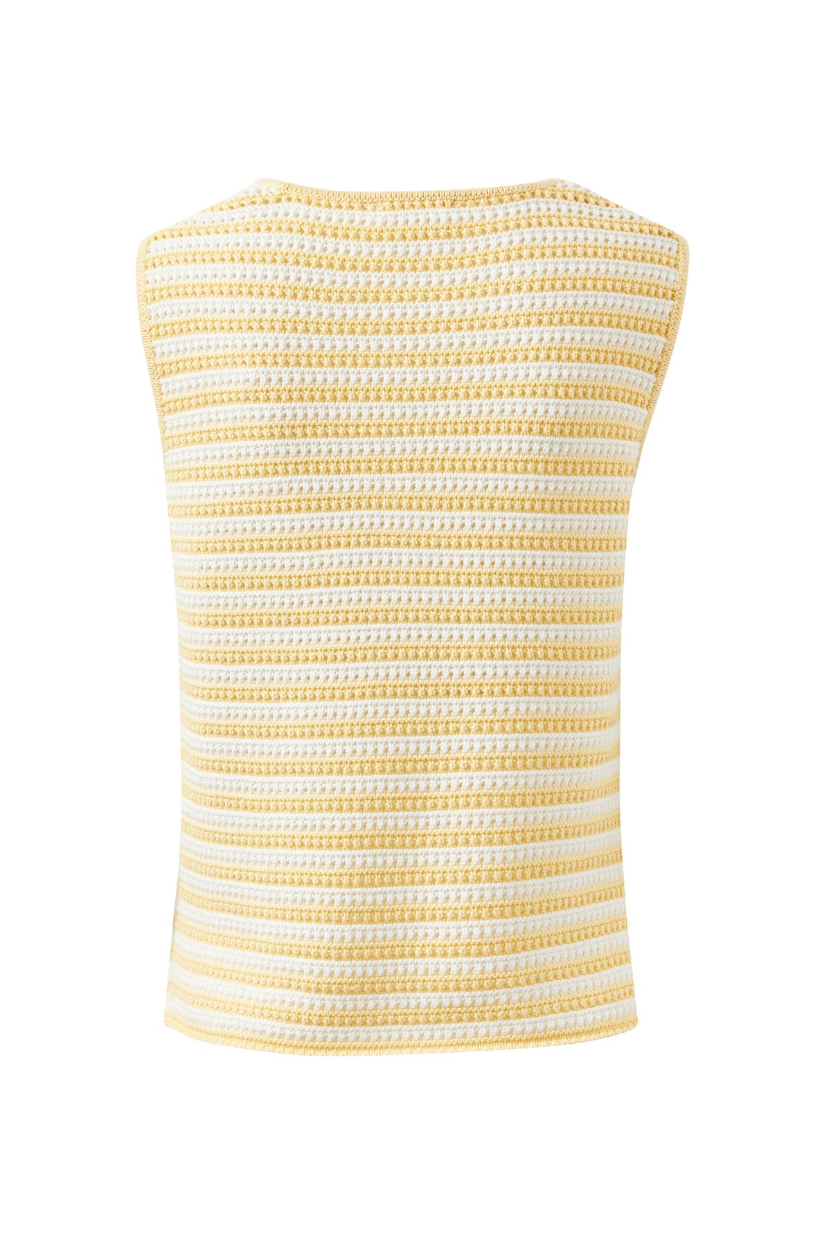 Ceres Life Margot Mesh Knit Tank - Butter Milk Fine Stripe front