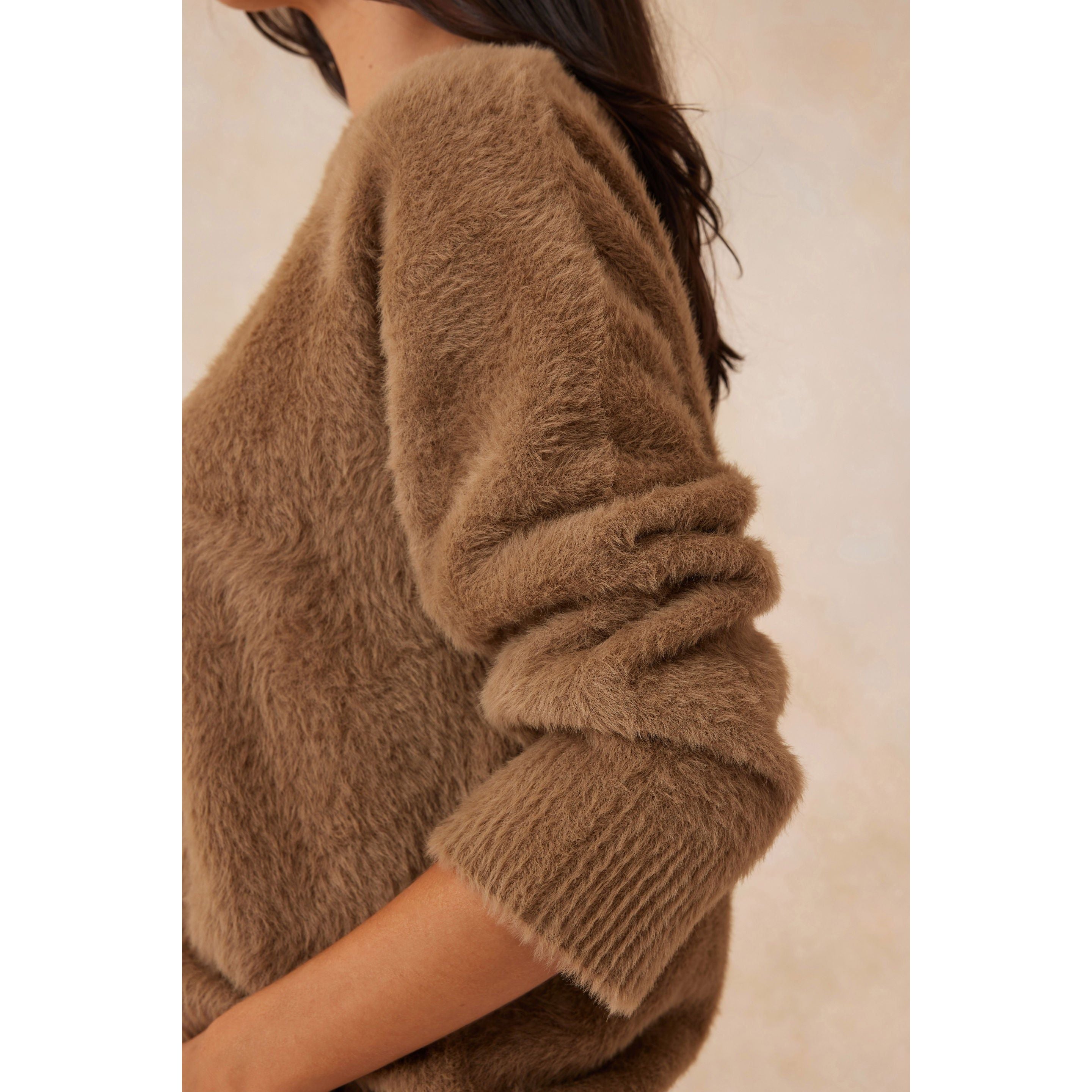 Fluffy Cocoon Knit - Biscuit