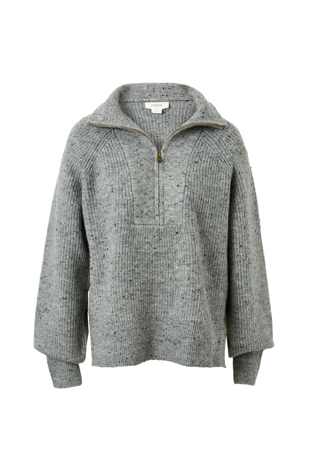 Slouchy Zip Knit - Mid Grey