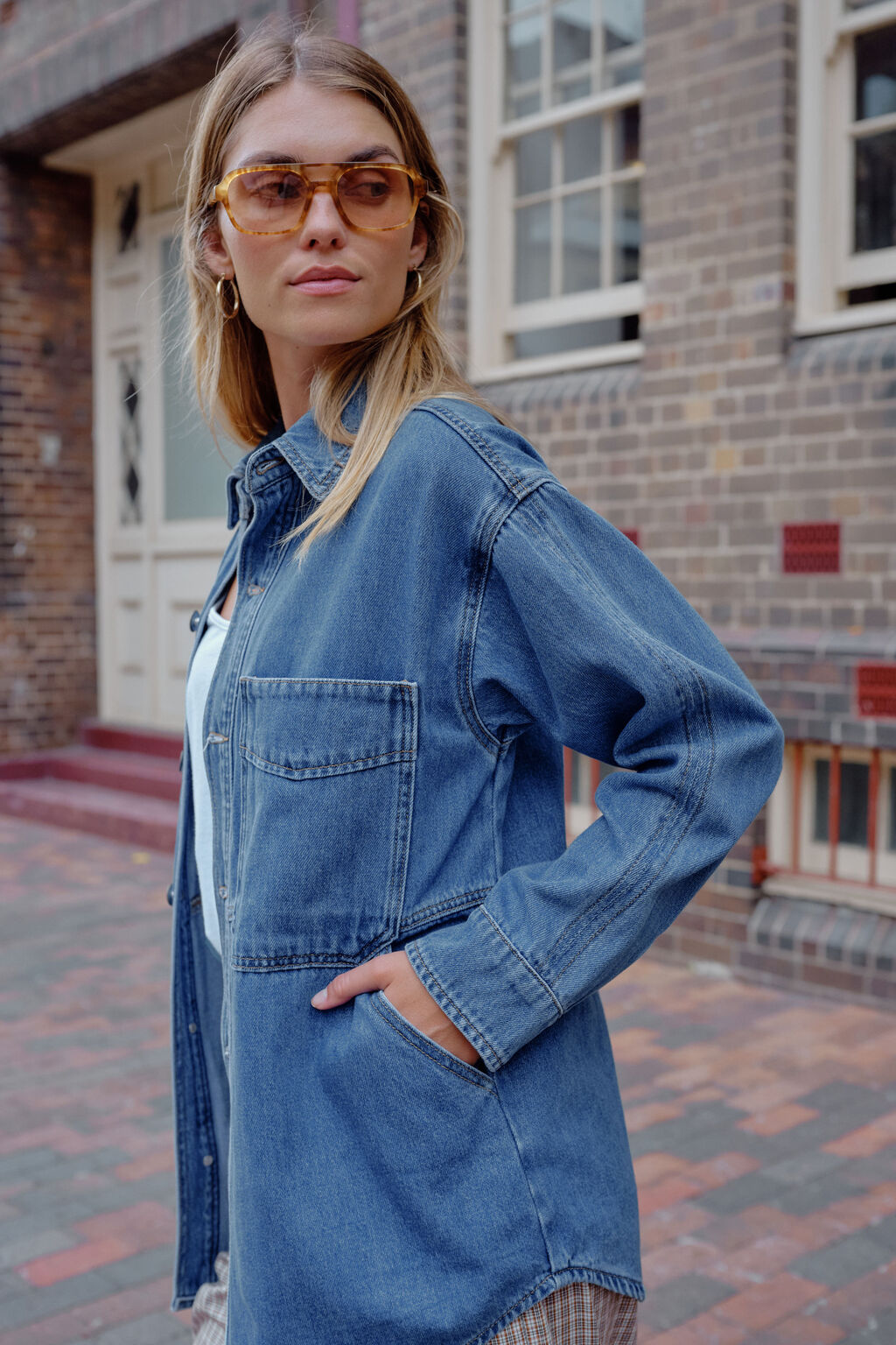 Bobbi Side Pocket Denim Shacket - Indigo