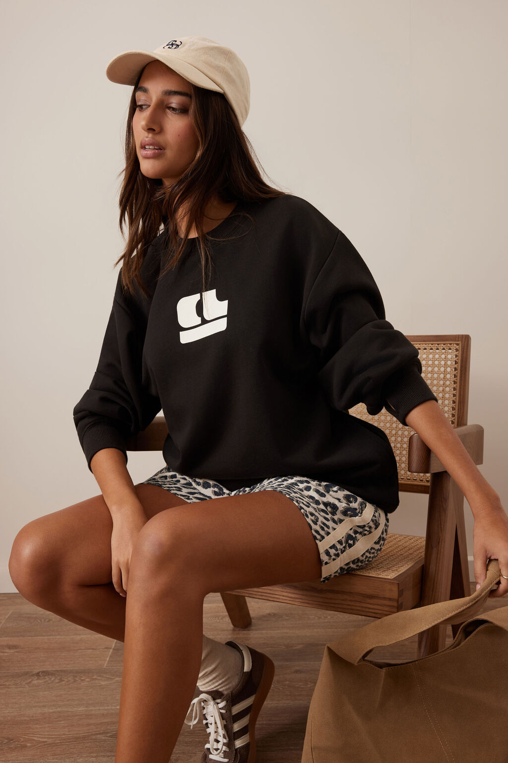 Isla Oversized Slouchy Crew  -  Phantom bubble logo