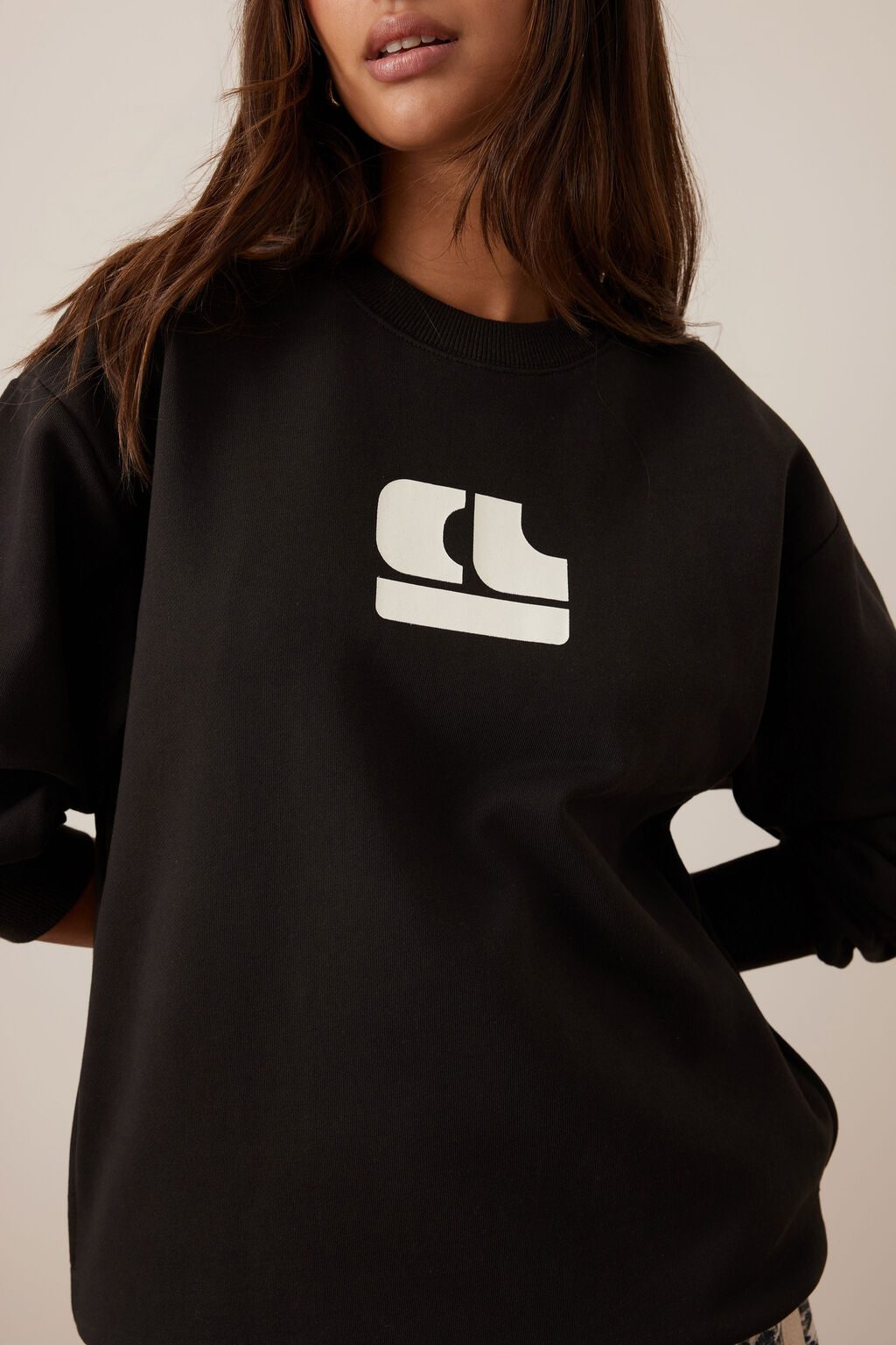 Isla Oversized Slouchy Crew  -  Phantom bubble logo