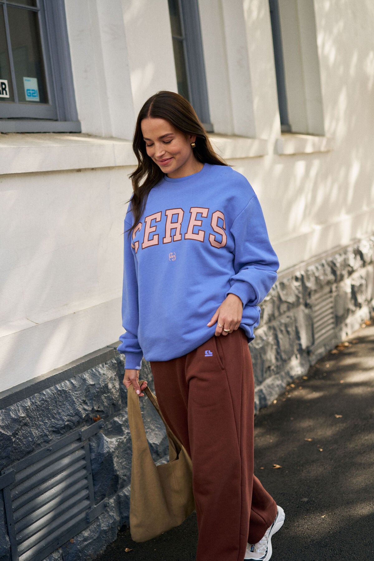 Isla Oversized Slouchy Crew  -  Vintage blue pink clay burnt toffee heritage