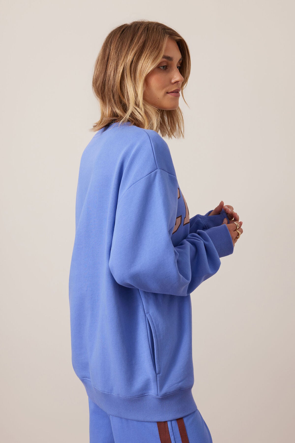 Isla Oversized Slouchy Crew  -  Vintage blue pink clay burnt toffee heritage