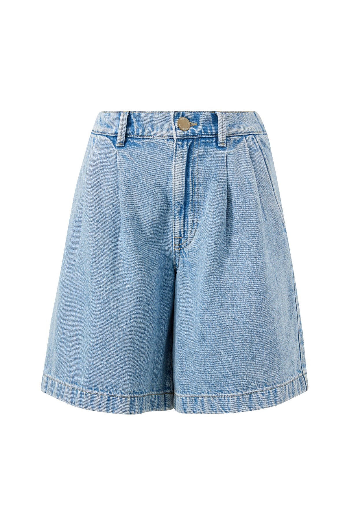 Sylvie Longline Pleat Denim Short - Vintage Blue