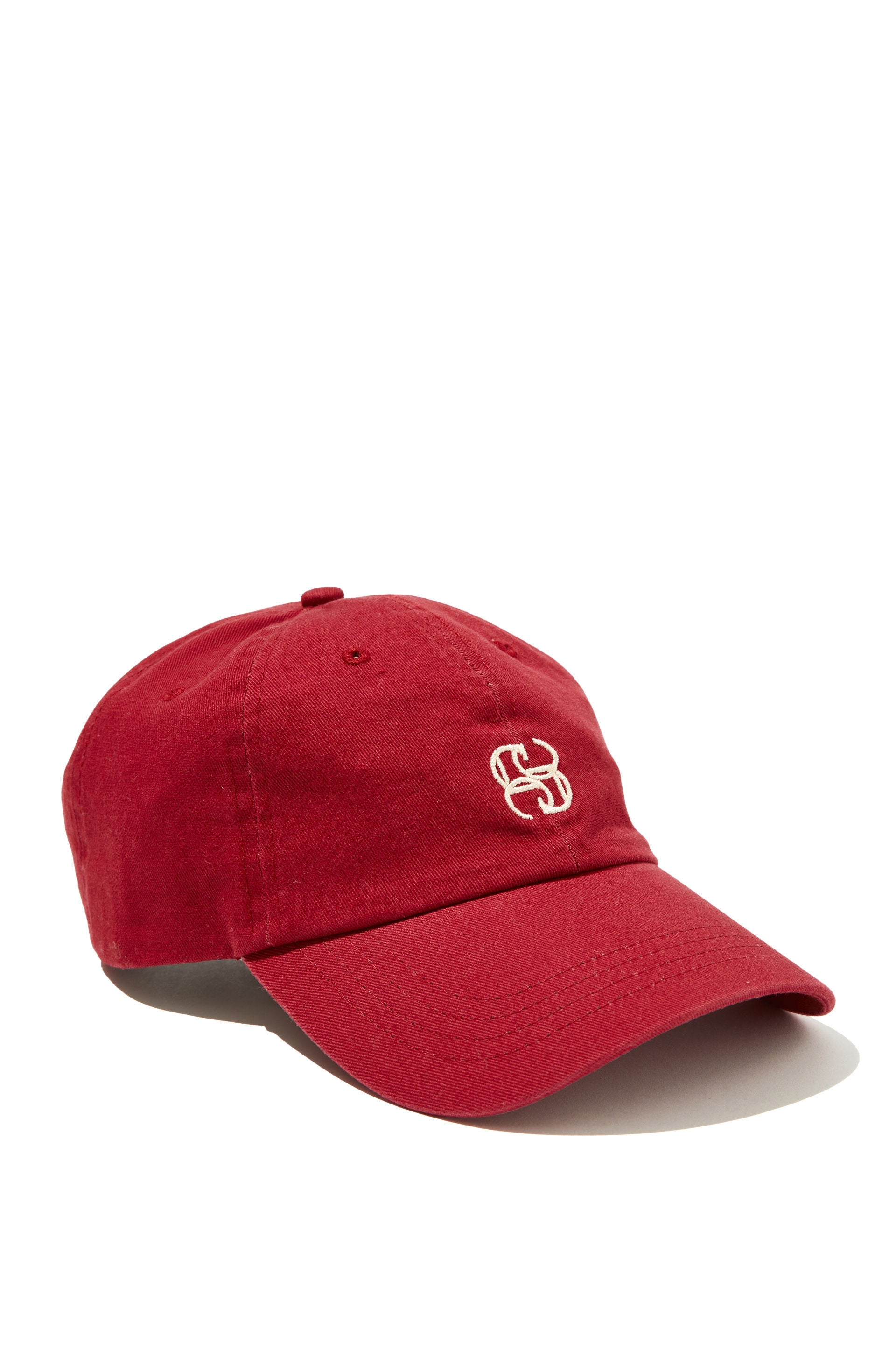 Ceres Monogram Cap - Deep red/ecru stitch