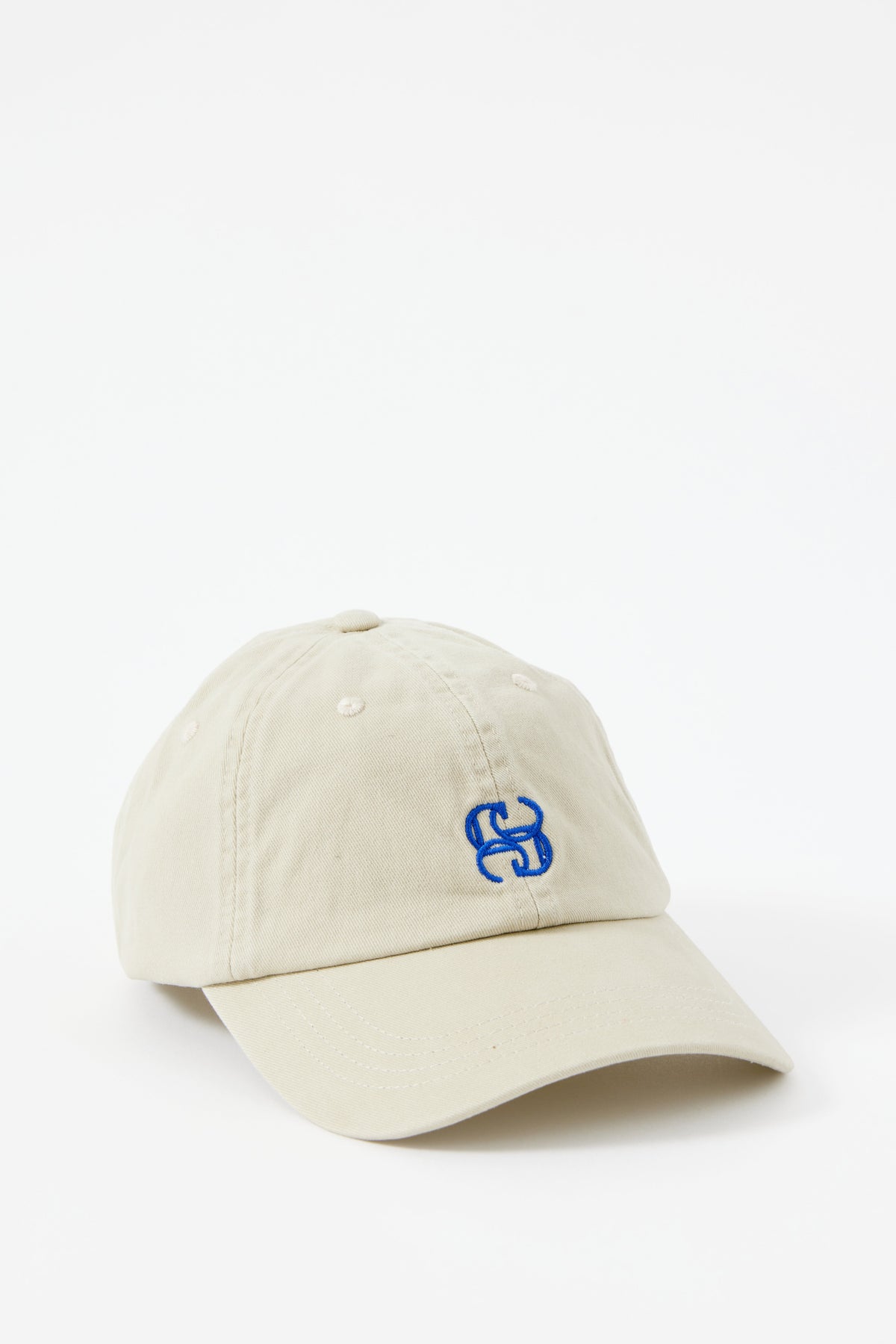 Pip Everyday Cap - Stone/Blue Monogram Embroidery