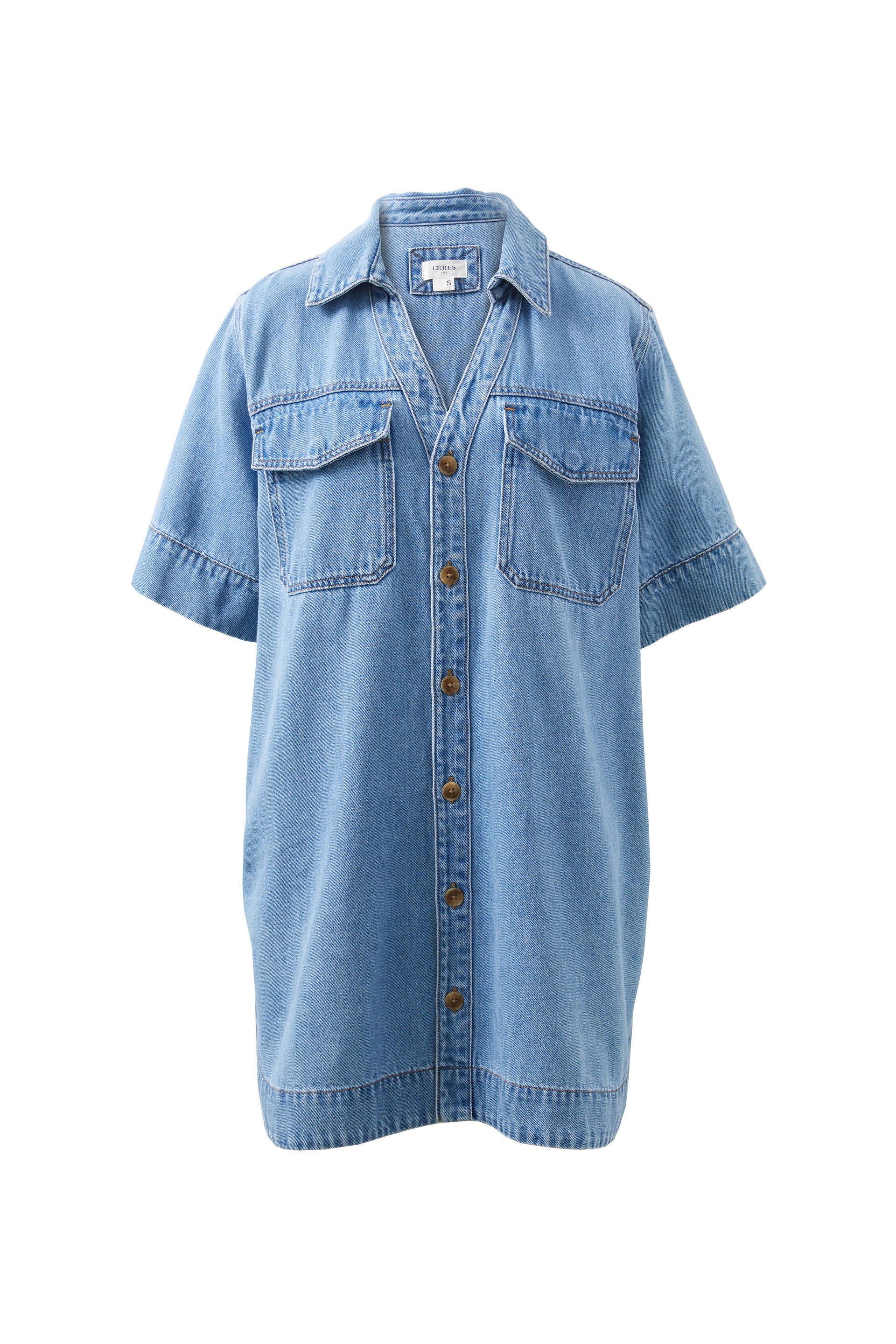 Relaxed shirt dress- Mid vintage blue