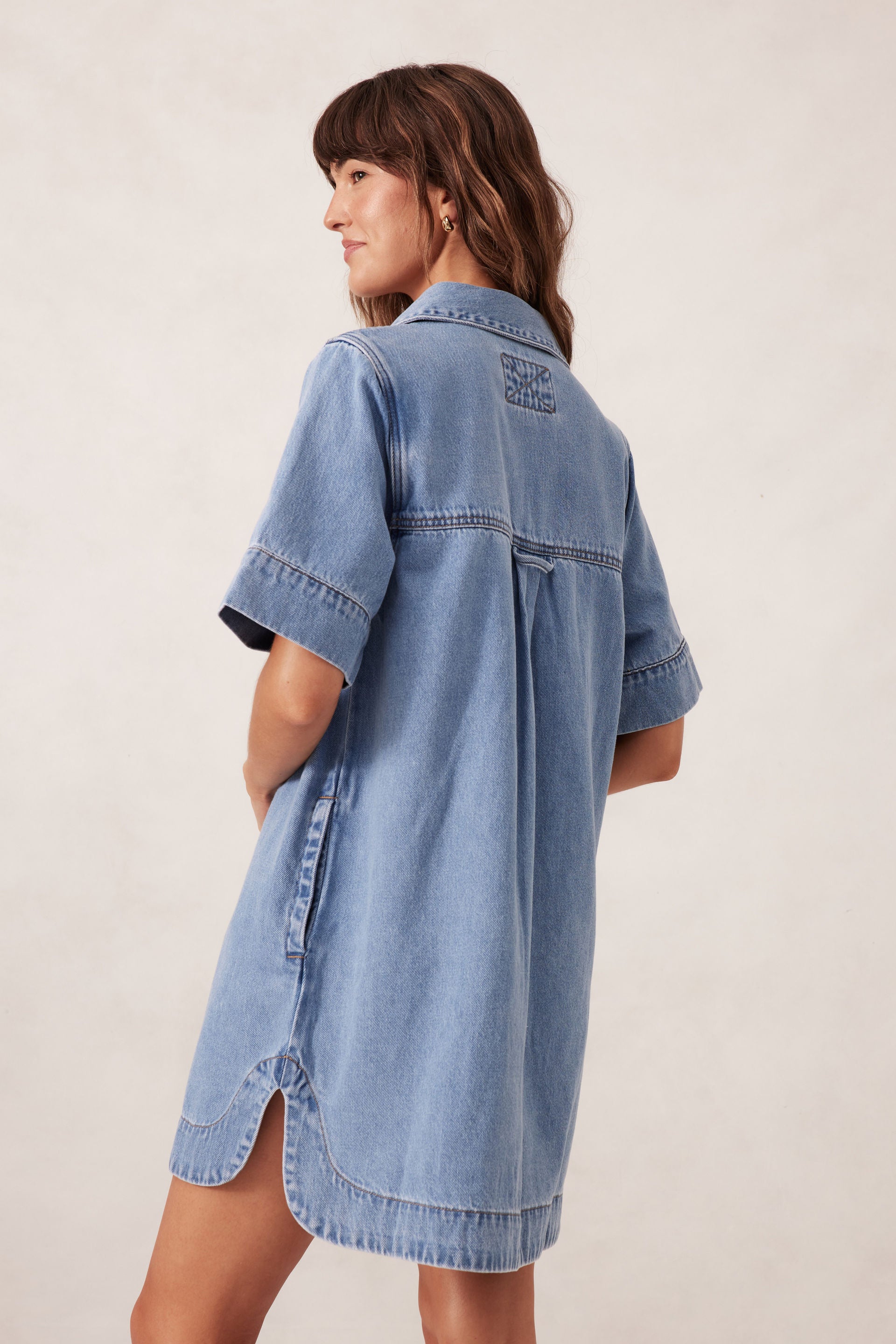 Relaxed shirt dress- Mid vintage blue