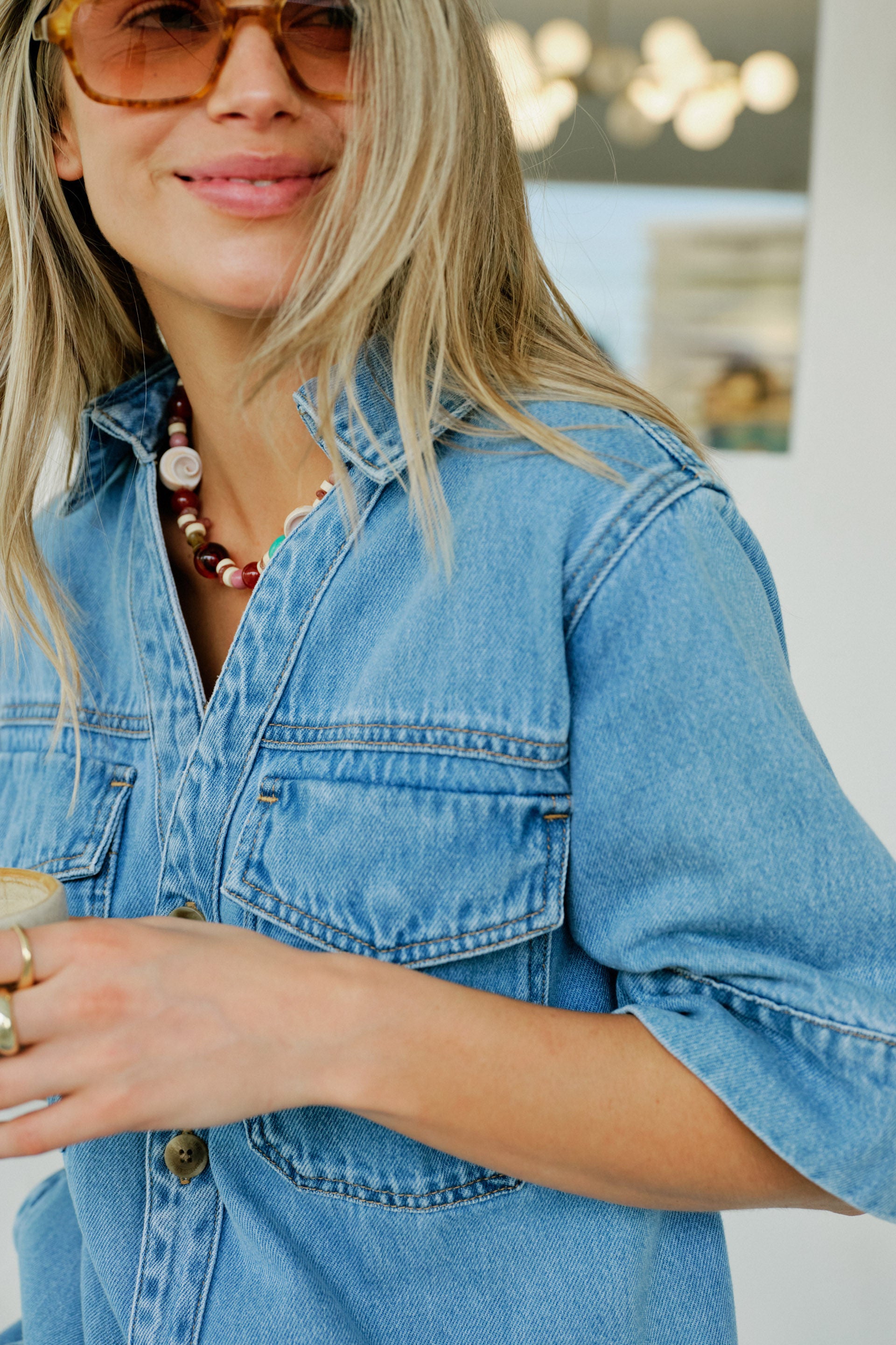 Sammy Relaxed Shirt Dress - Vintage Blue